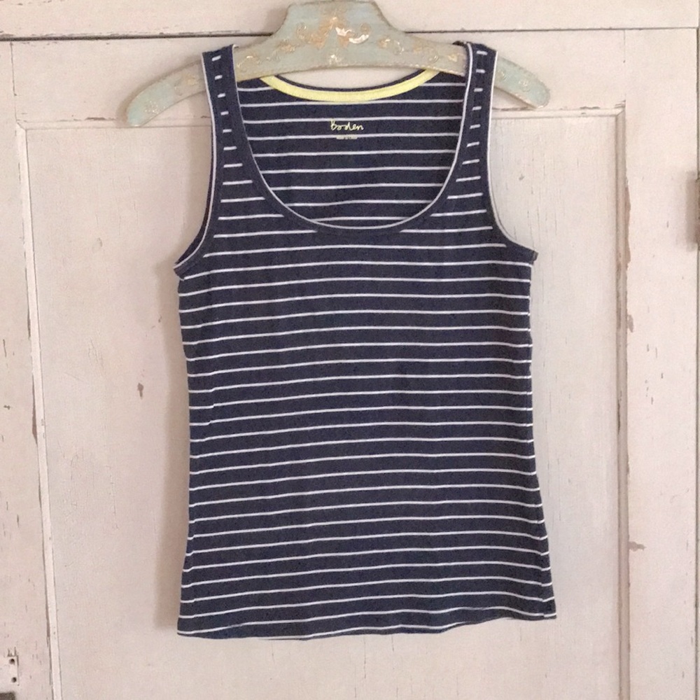 Boden Navy and White Striped Tank Top